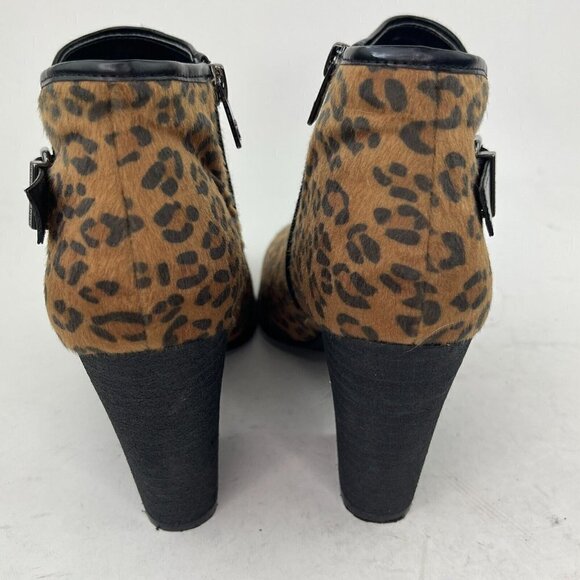 Libby Edelman Claudia 9M Leopard Animal Print Heeled Ankle Bootie Boots Mob Wife - Picture 5 of 16